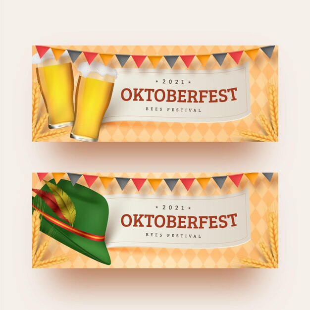 Realistic oktoberfest banners template