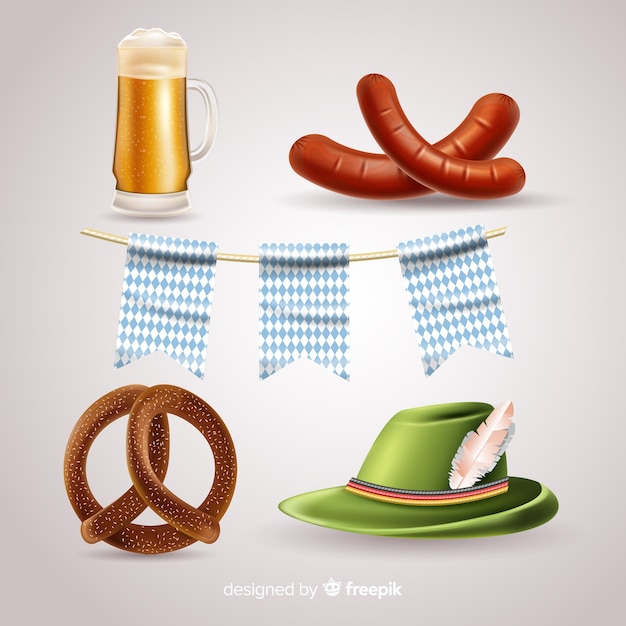 Free vector realistic oktoberfest element collection