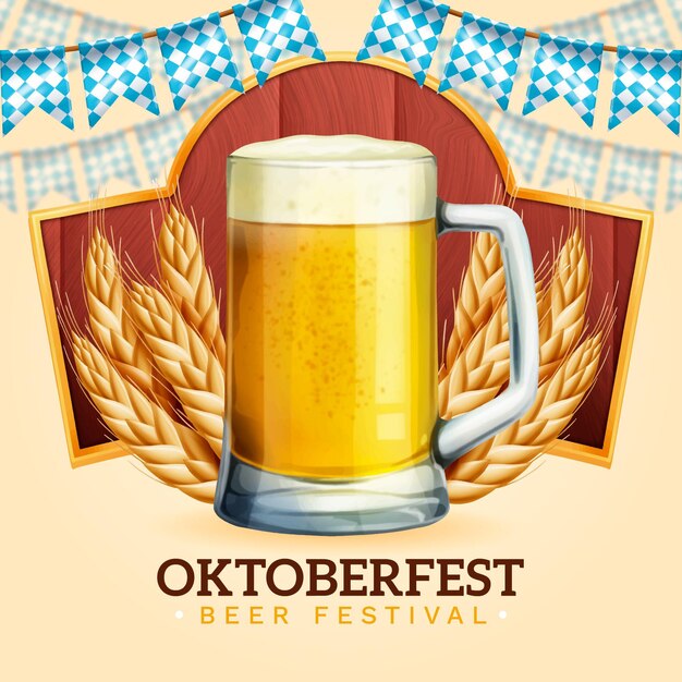 Realistic oktoberfest event beer