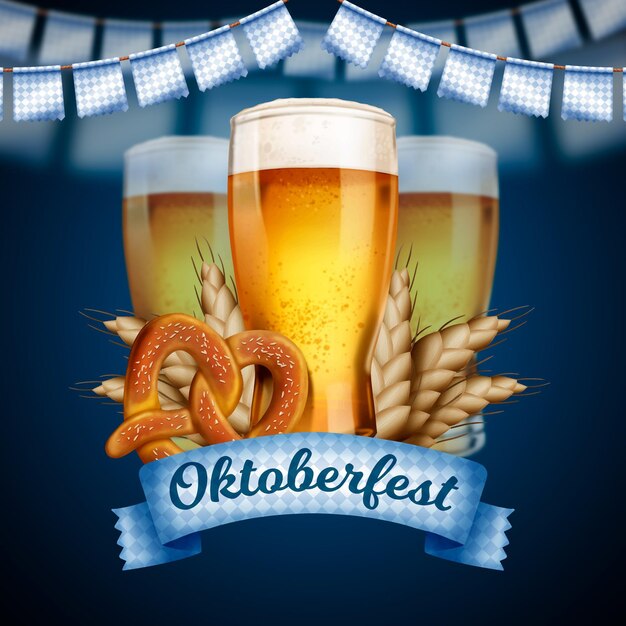 Realistic oktoberfest event beers