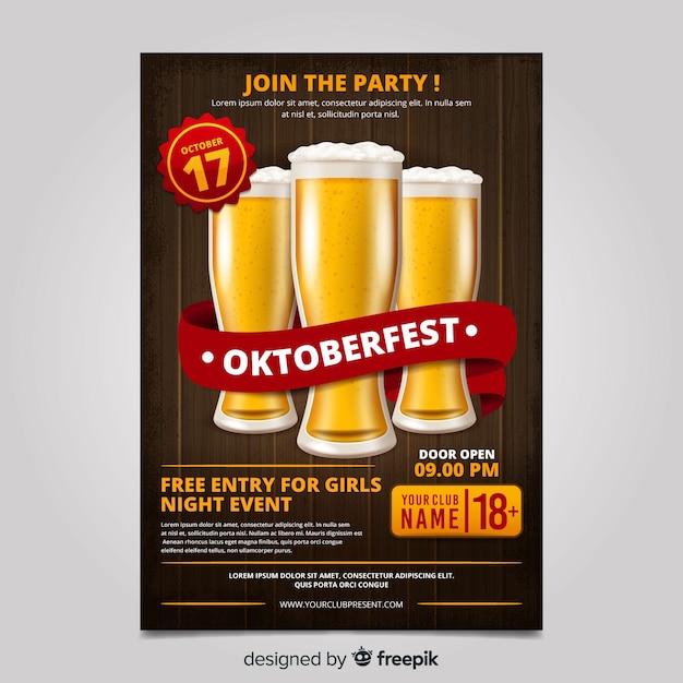 Realistic oktoberfest flyer template