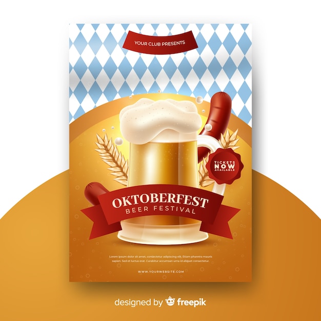 Realistic oktoberfest poster template