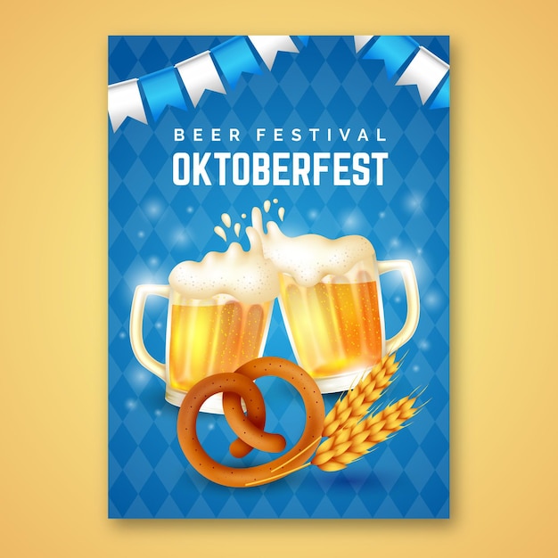 Realistic oktoberfest poster template