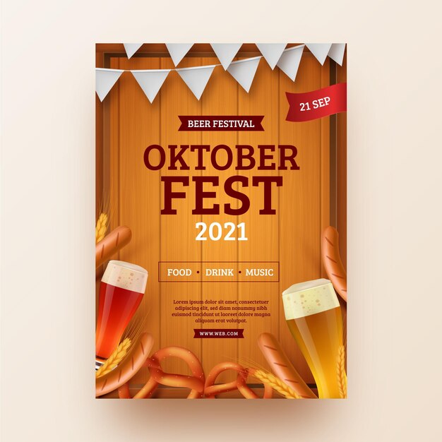 Realistic oktoberfest poster template