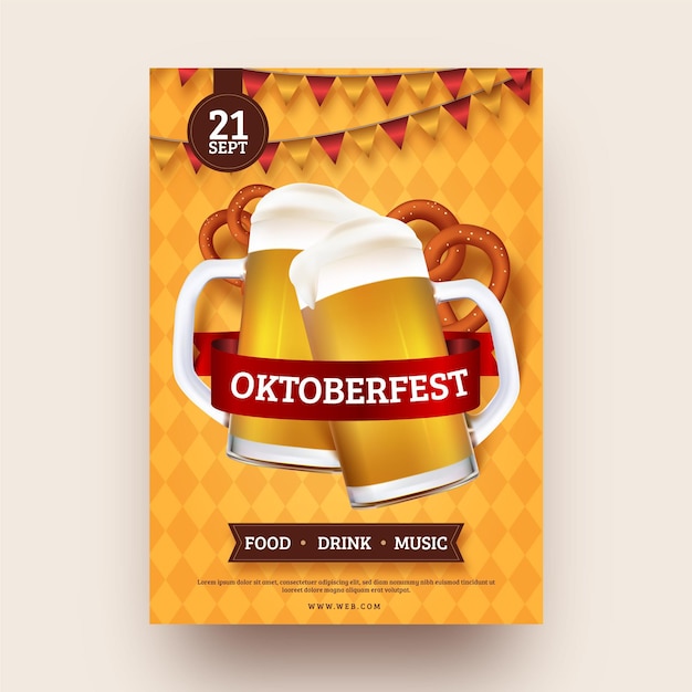 Realistic oktoberfest poster template