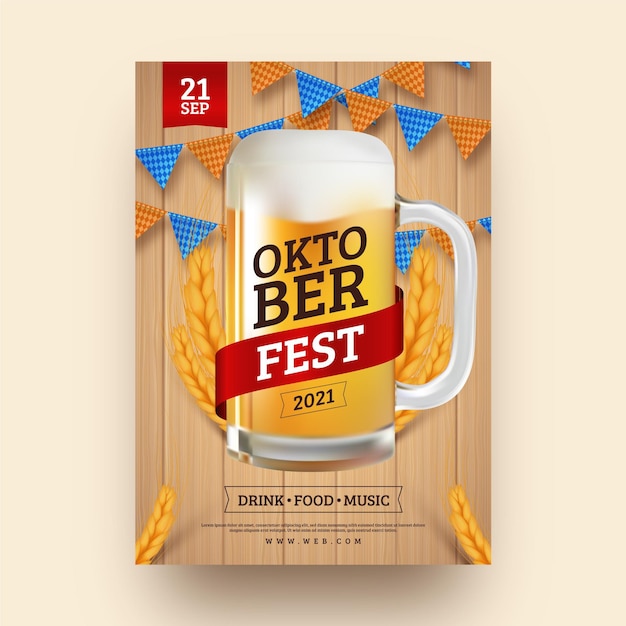 Realistic oktoberfest poster template