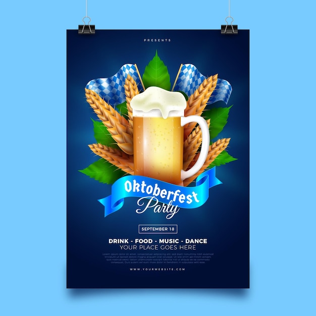 Realistic oktoberfest poster with pint