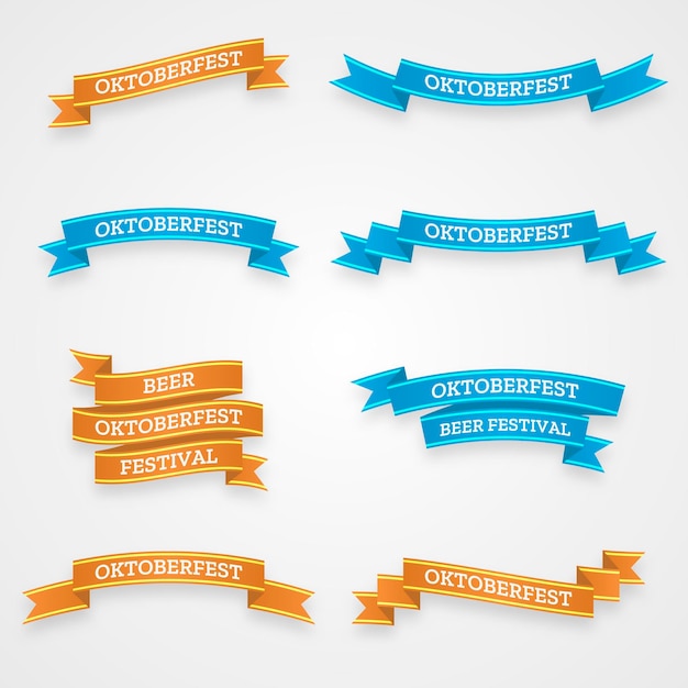 Realistic oktoberfest ribbons collection