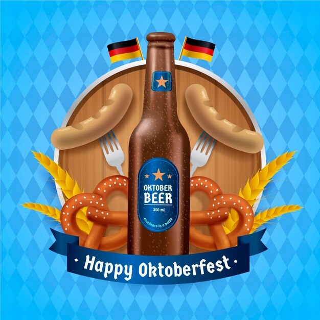 Realistic oktoberfest with bottle