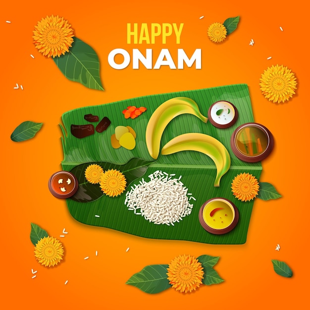 Realistic onam festival concept