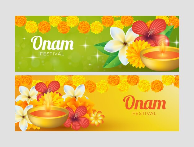 Realistic onam horizontal banner template