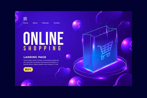 Realistic online shopping landing page