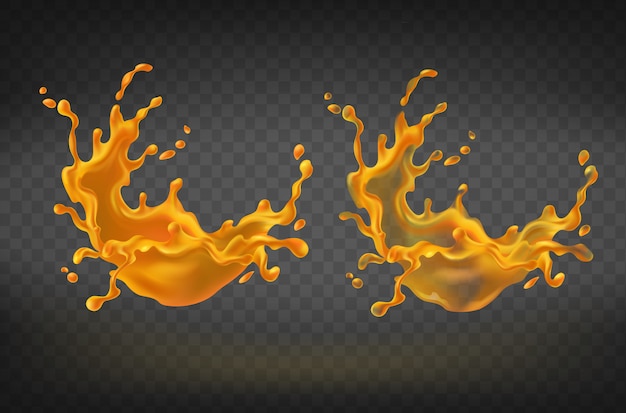 realistic orange splashing, juice or paint splash with drops.