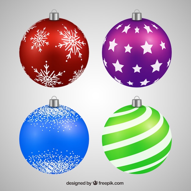 Realistic pack of christmas balls