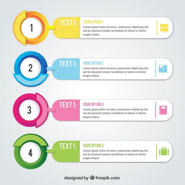 Realistic pack of four infographic options