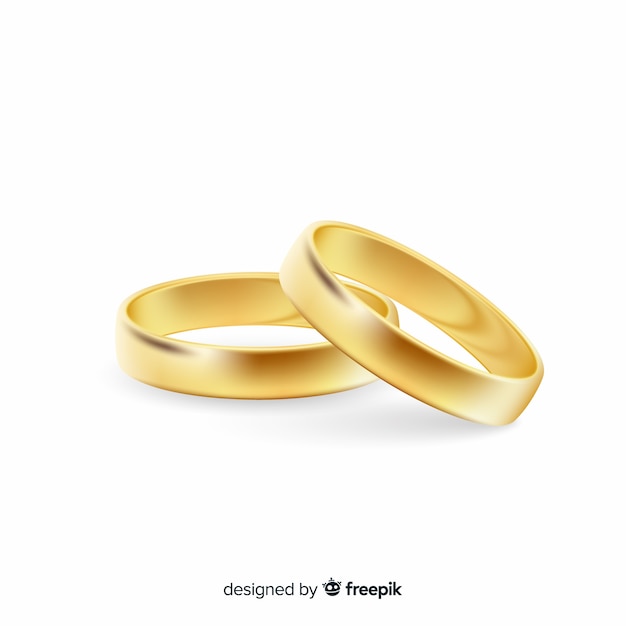 Realistic pair of golden wedding rings