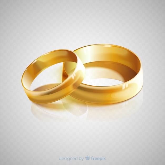 Free Vector realistic pair of golden wedding rings