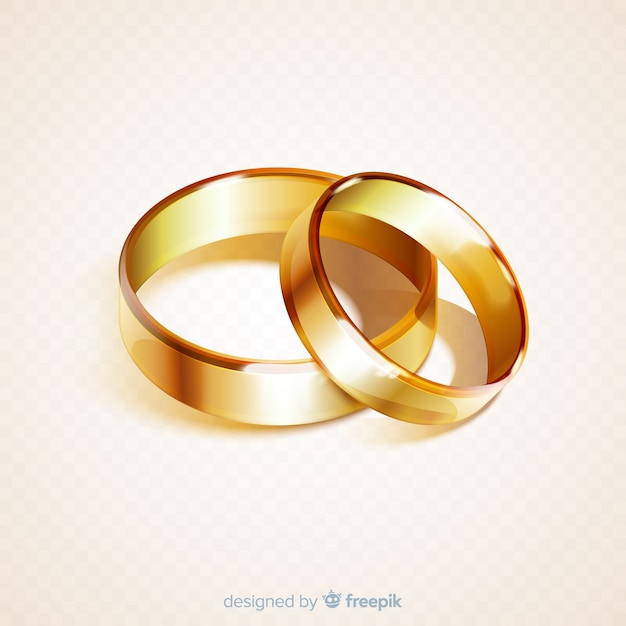 Free Vector realistic pair of golden wedding rings