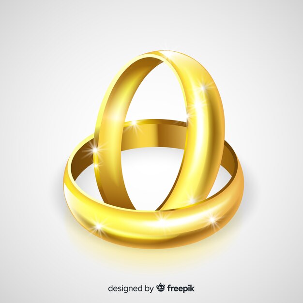 Realistic pair of golden wedding rings