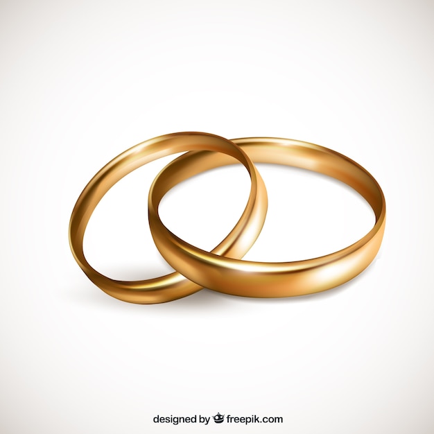 Free Vector realistic pair of golden wedding rings