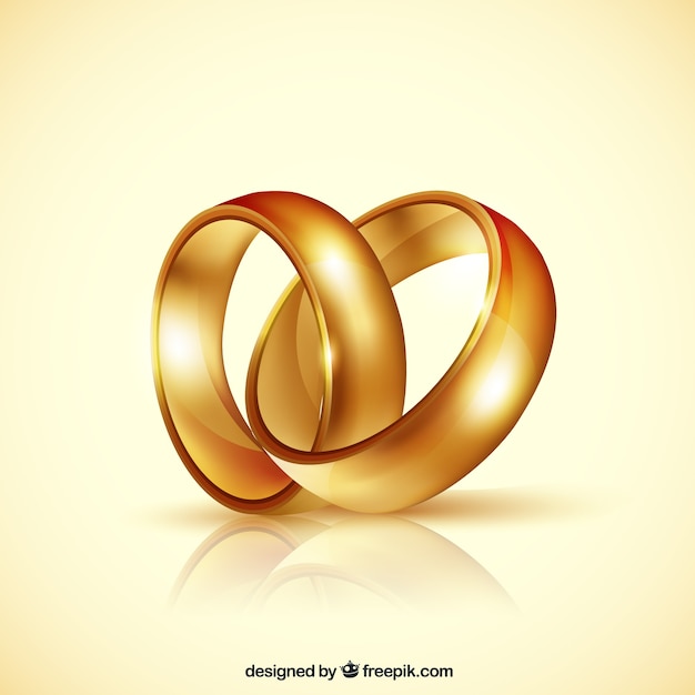 Realistic pair of golden wedding rings