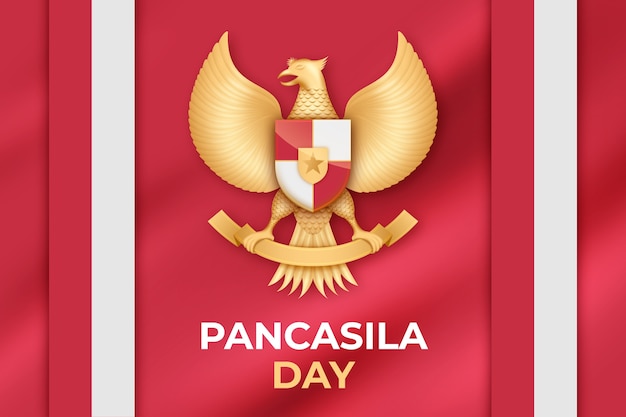 Free vector realistic pancasila day horizontal banner template with garuda