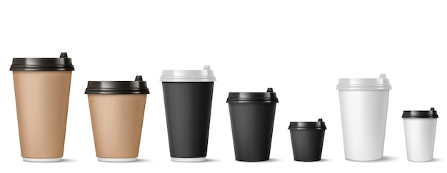 Free vector realistic paper coffee cups collectio