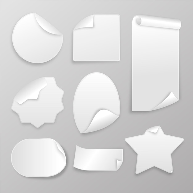 Free Vector realistic paper sticker pack