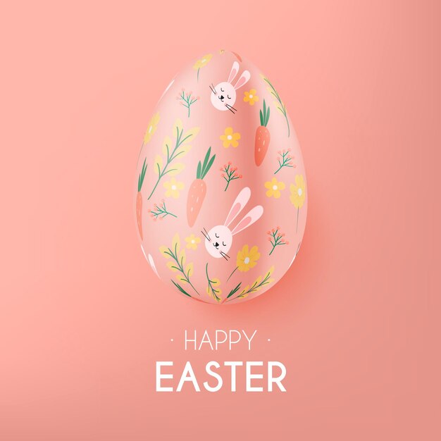 Realistic pastel monochrome easter illustration with egg