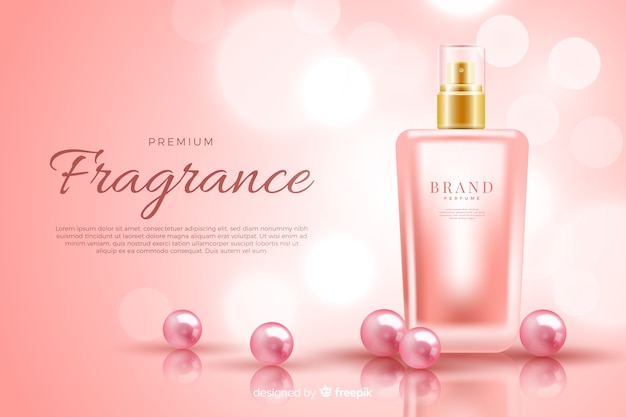 Realistic perfume bottle ad template