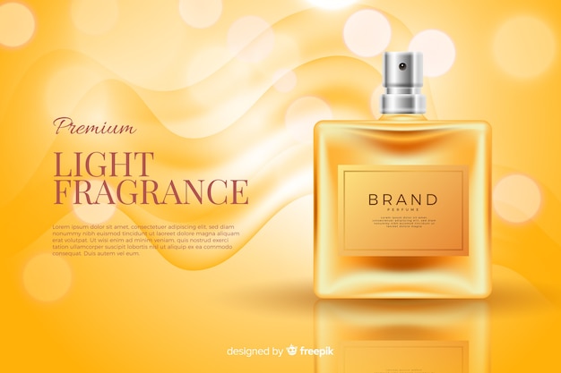 Realistic perfume bottle ad template