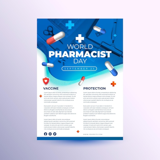 Free vector realistic pharmacist day vertical flyer template