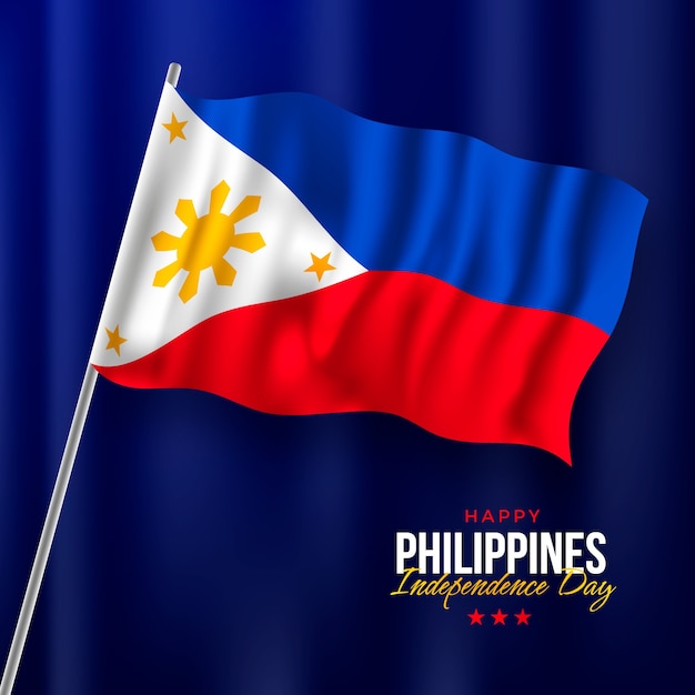 Free Vector realistic philippines independence day illustration with flag