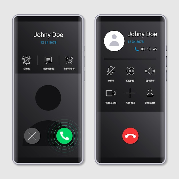 Free Vector realistic phone call screen interface illustration