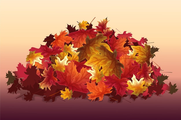 Free Vector realistic pile of autumn leaves