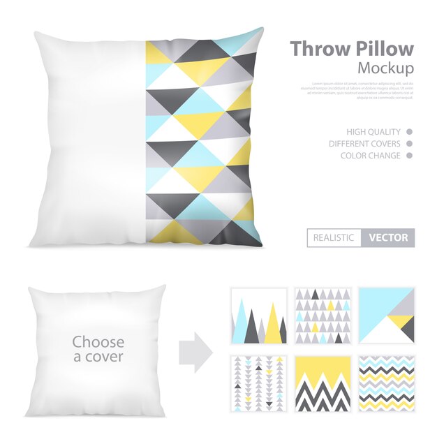 Realistic Pillows Print pattern Set 