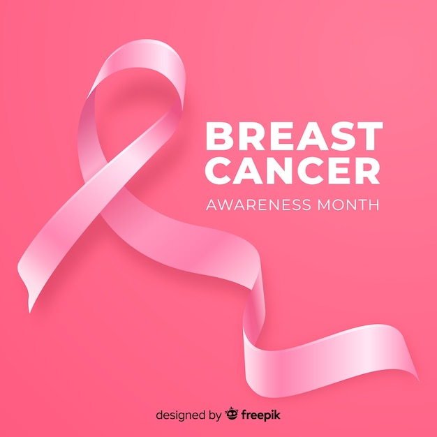 Free vector realistic pink ribbon for breast cancer awareness