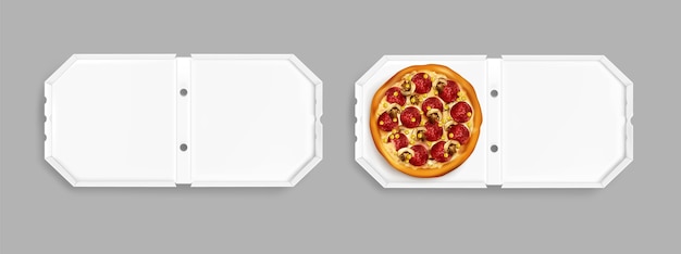 Realistic pizza top view