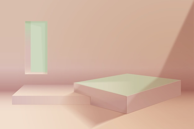 Free Vector realistic podium background in beige pastel color