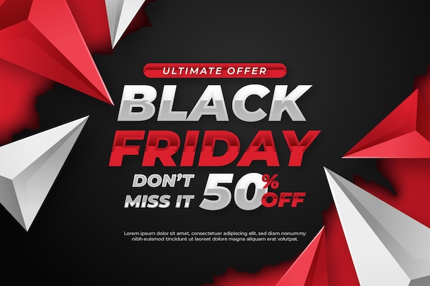 Realistic polygonal black friday background