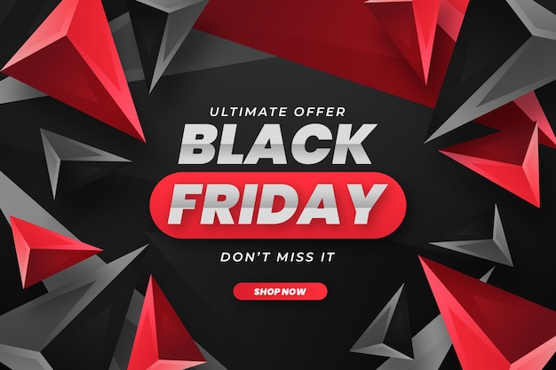 Realistic polygonal black friday background