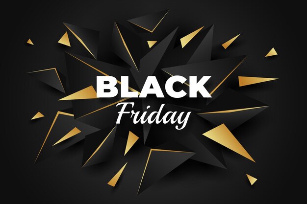 Realistic polygonal black friday background