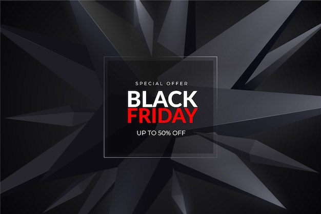 Realistic polygonal black friday background