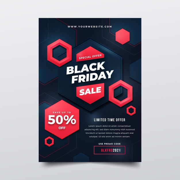 Realistic polygonal black friday vertical sale poster template