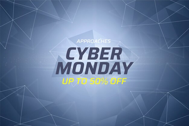 Realistic polygonal cyber monday background