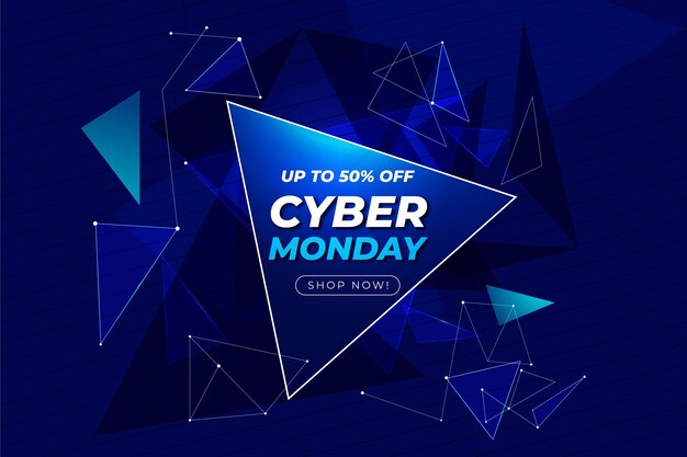 Realistic polygonal cyber monday background