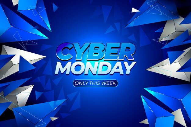 Realistic polygonal cyber monday background