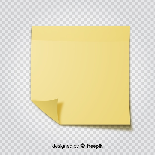 Realistic post note on transparent background