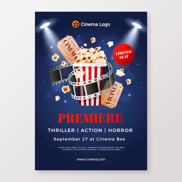 Free Vector realistic poster template for movie premiere event