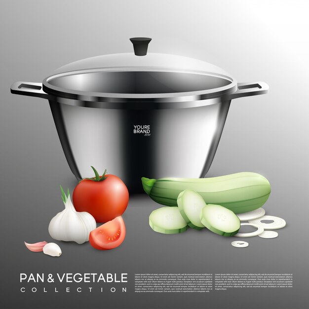 Realistic Pot And Vegetables Set